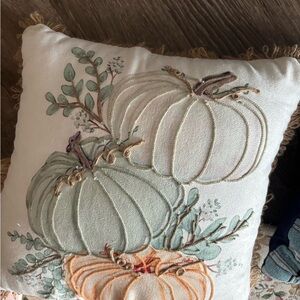 Embroidered Pumpkin Decorative Pillow